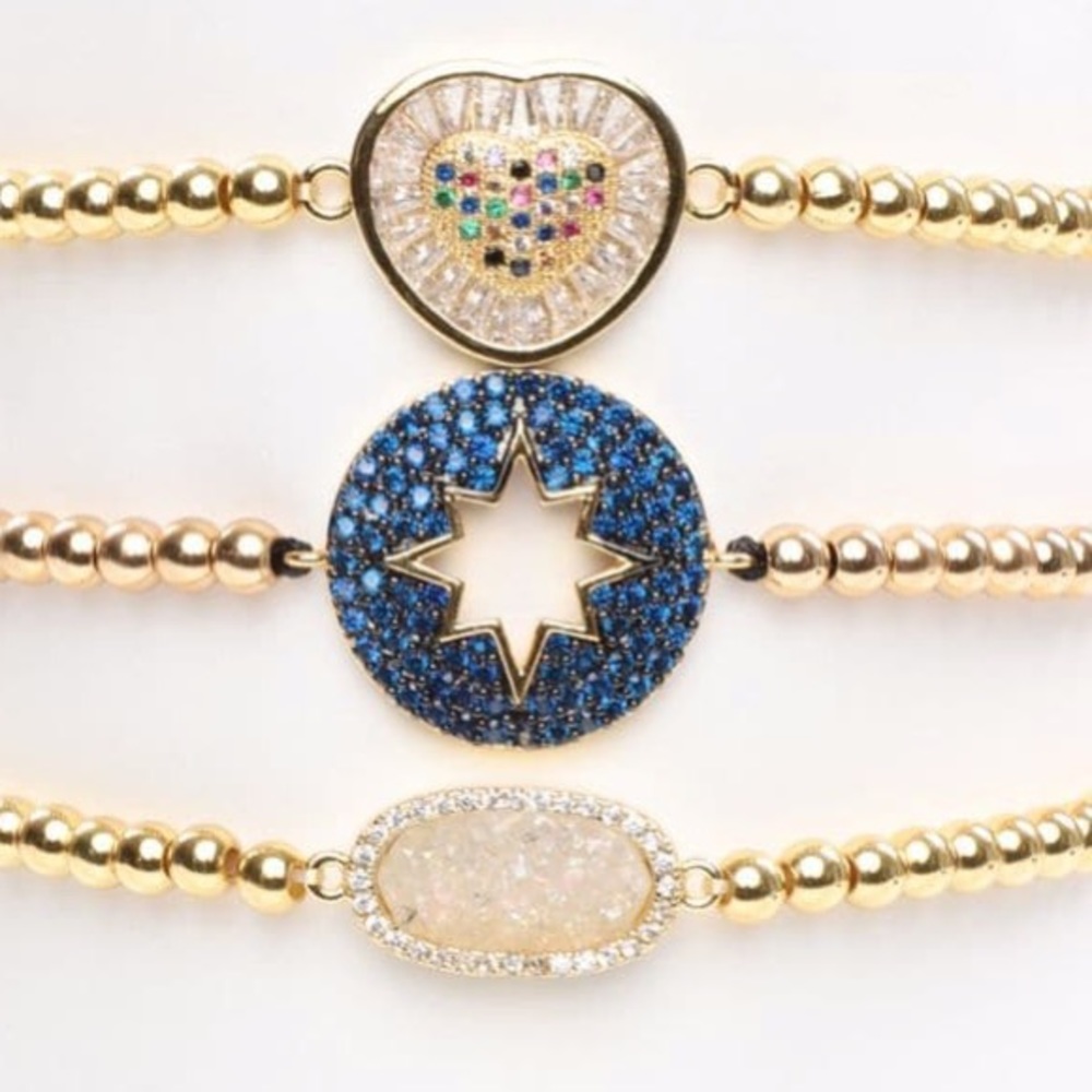 BOGO 1/2 OFF 3 Bracelets 18K Gold & Multicolored